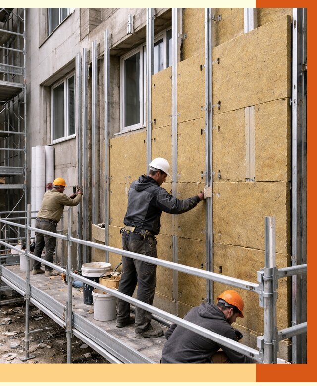 Утепление вентилируемого фасада в Моршанске от 5816 руб/м2 — монтаж и утепление вентфасад | ТепломастерМрш